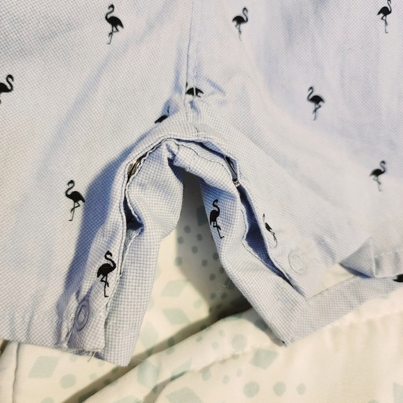 Free Planet Short Sleeve Collared One Piece Baby Boy 0-3M Blue Flamingo Print - Picture 5 of 8